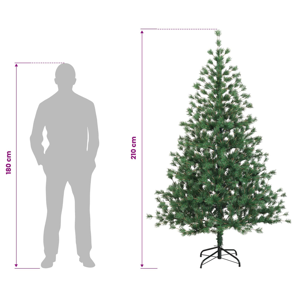 Dirbtinė Sulankstoma Kalėdų Eglutė 210 cm 300 LED Šilta balta