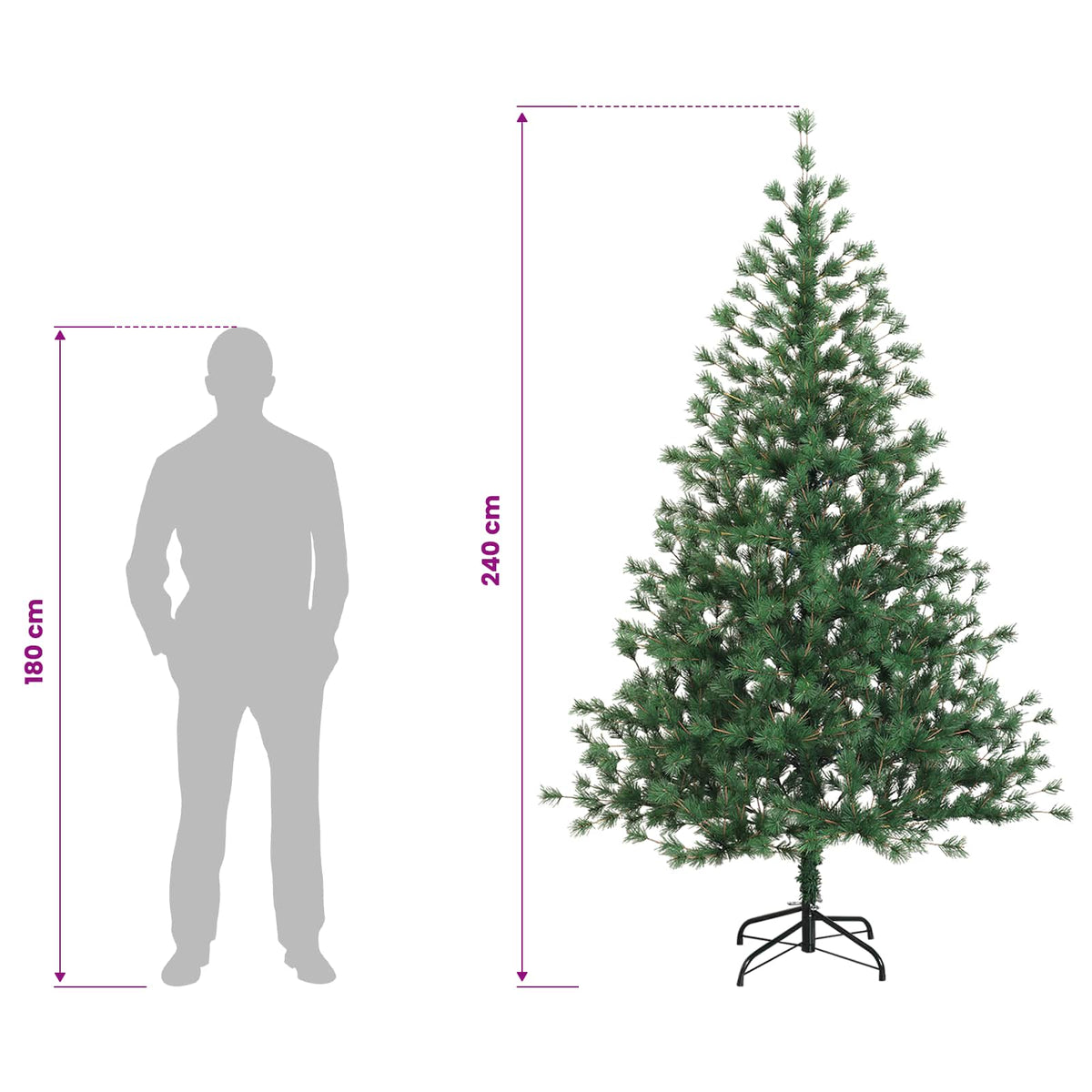 Dirbtinė Sulankstoma Kalėdų Eglutė 240 cm 300 LED Šilta balta