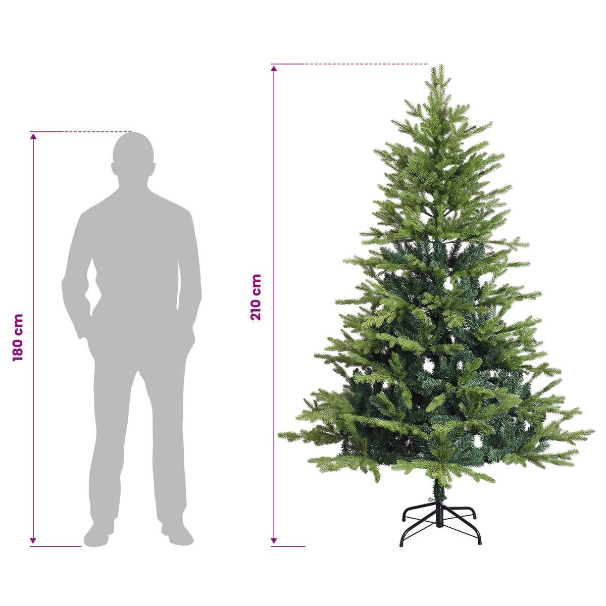 Dirbtinė Sulankstoma Kalėdų Eglutė 210 cm 300 LED Šilta balta