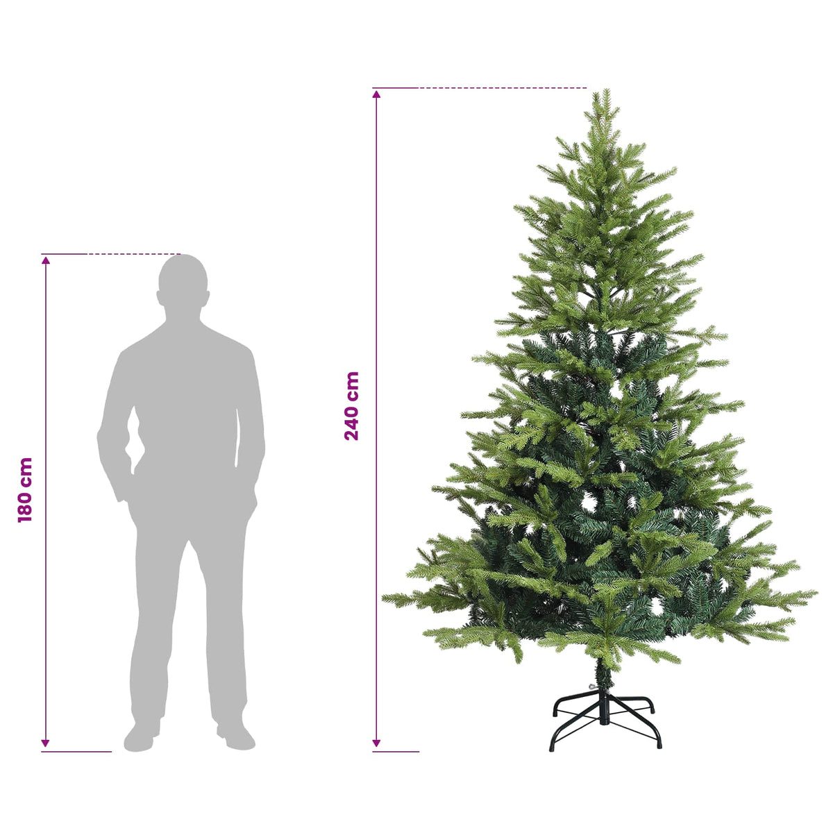 Dirbtinė Sulankstoma Kalėdų Eglutė 240 cm 300 LED Šilta balta