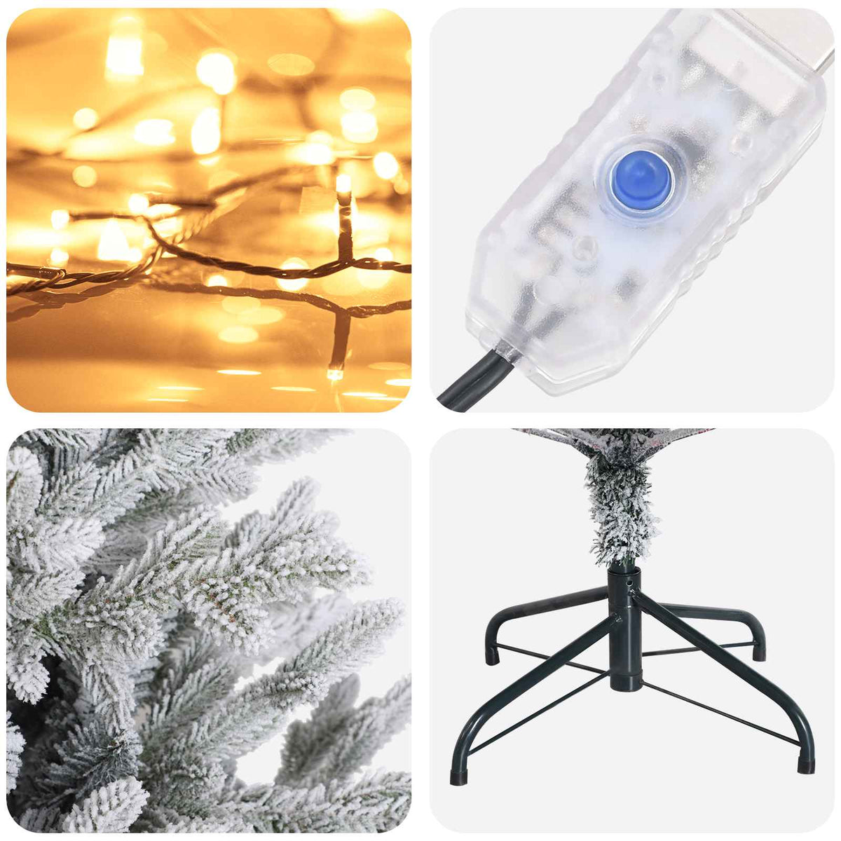 Dirbtinė Sulankstoma Kalėdų Eglutė 210 cm 300 LED Šilta balta