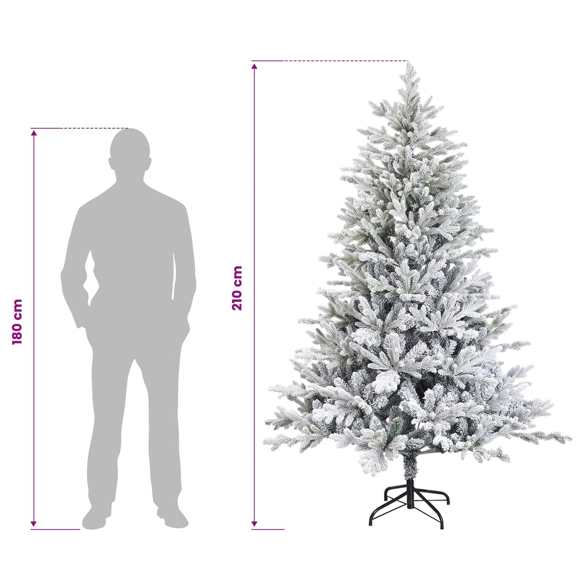 Dirbtinė Sulankstoma Kalėdų Eglutė 210 cm 300 LED Šilta balta