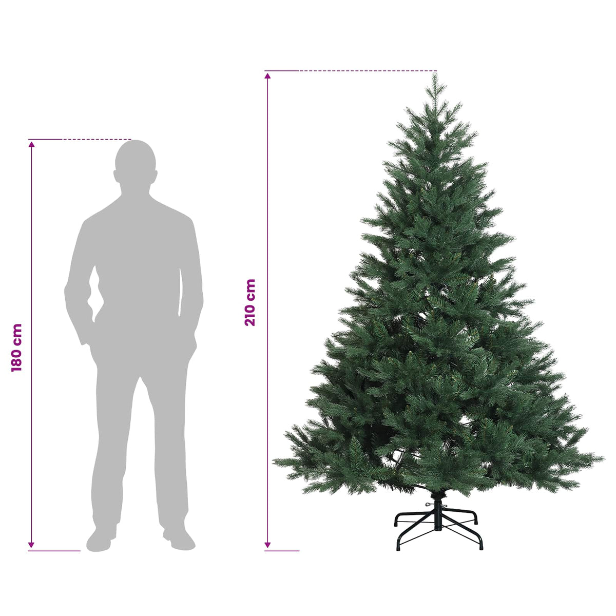 Dirbtinė Sulankstoma Kalėdų Eglutė 210 cm 300 LED Šilta balta