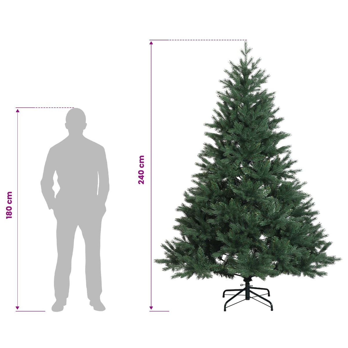 Dirbtinė Sulankstoma Kalėdų Eglutė 240 cm 300 LED Šilta balta