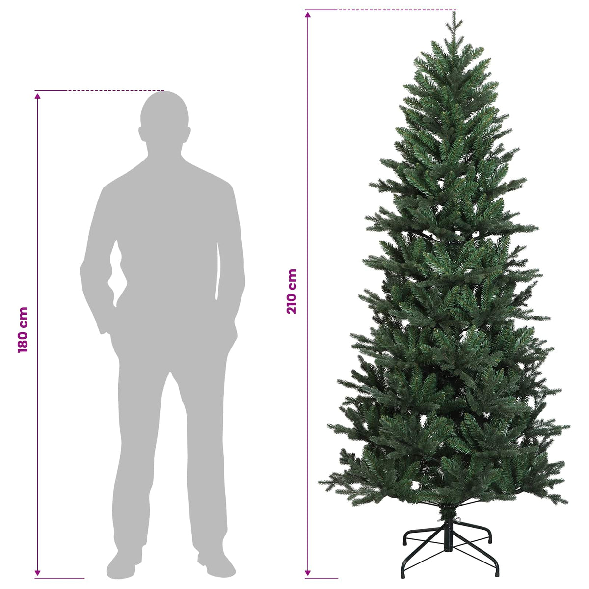 Dirbtinė Sulankstoma Kalėdų Eglutė 210 cm 300 LED Šilta balta