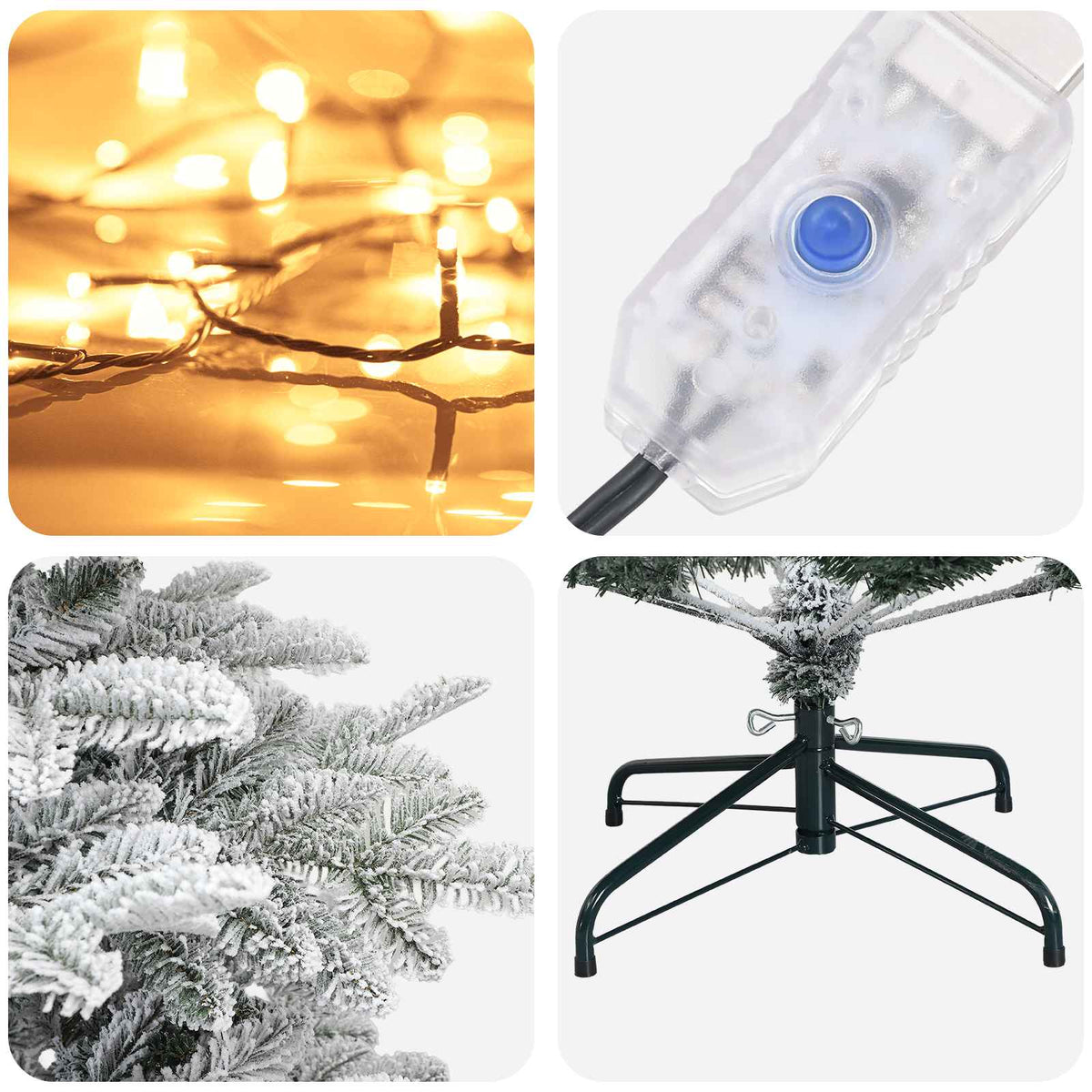 Dirbtinė Sulankstoma Kalėdų Eglutė 180 cm 300 LED Šilta balta