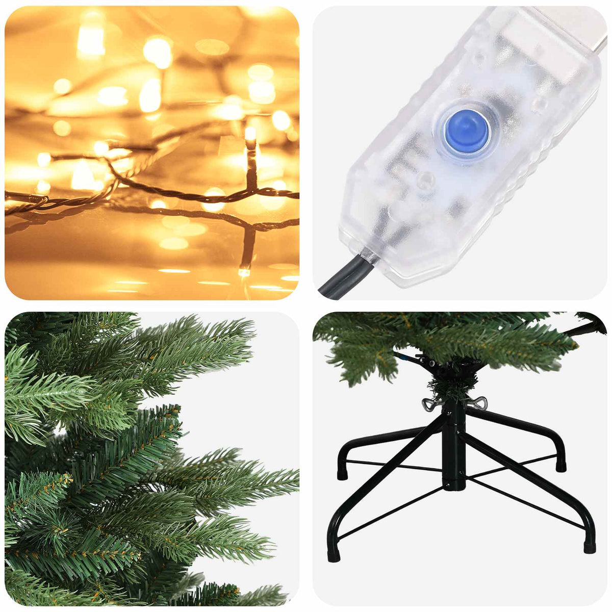 Dirbtinė Sulankstoma Kalėdų Eglutė 210 cm 300 LED Šilta balta