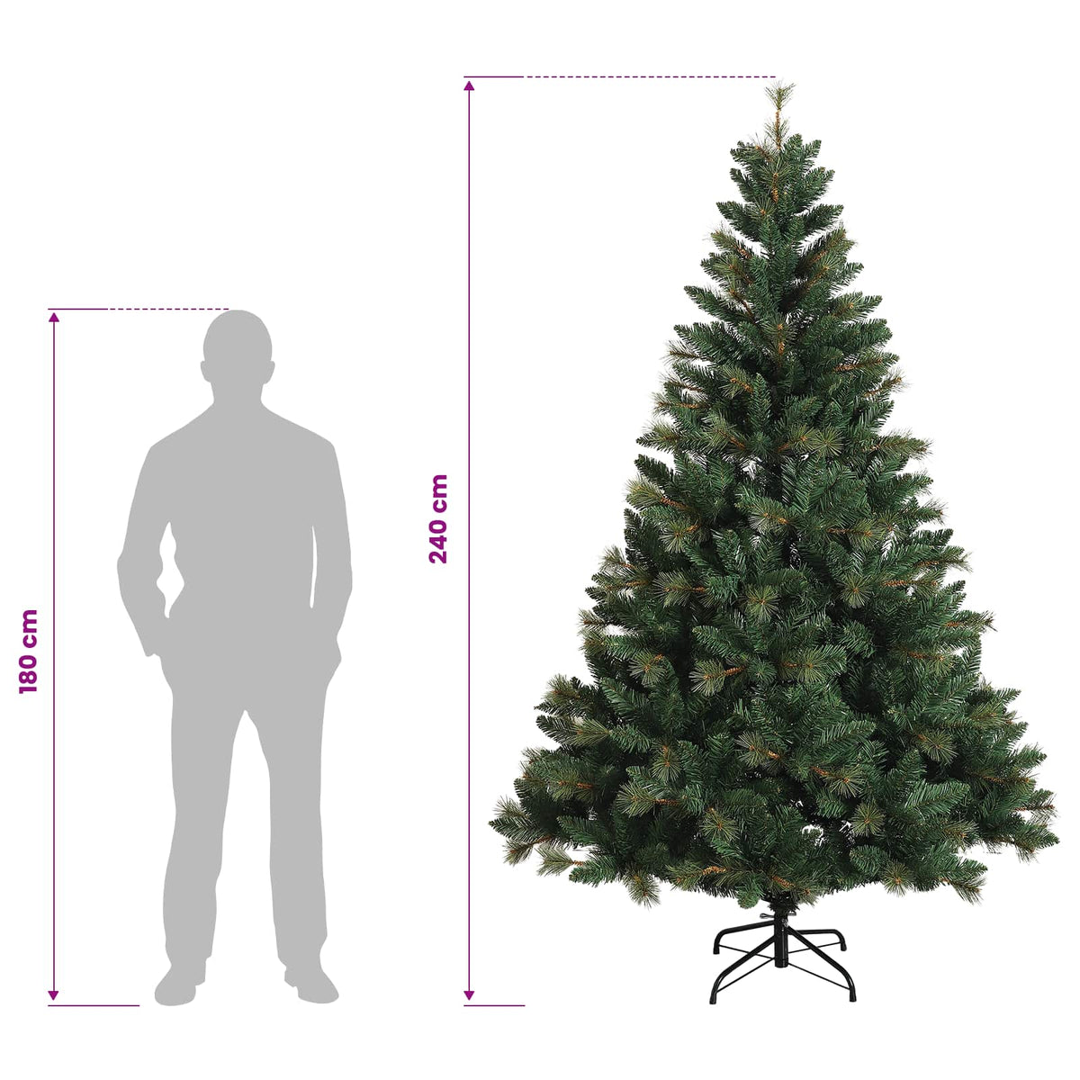 Dirbtinė Sulankstoma Kalėdų Eglutė 240 cm 300 LED Šilta balta