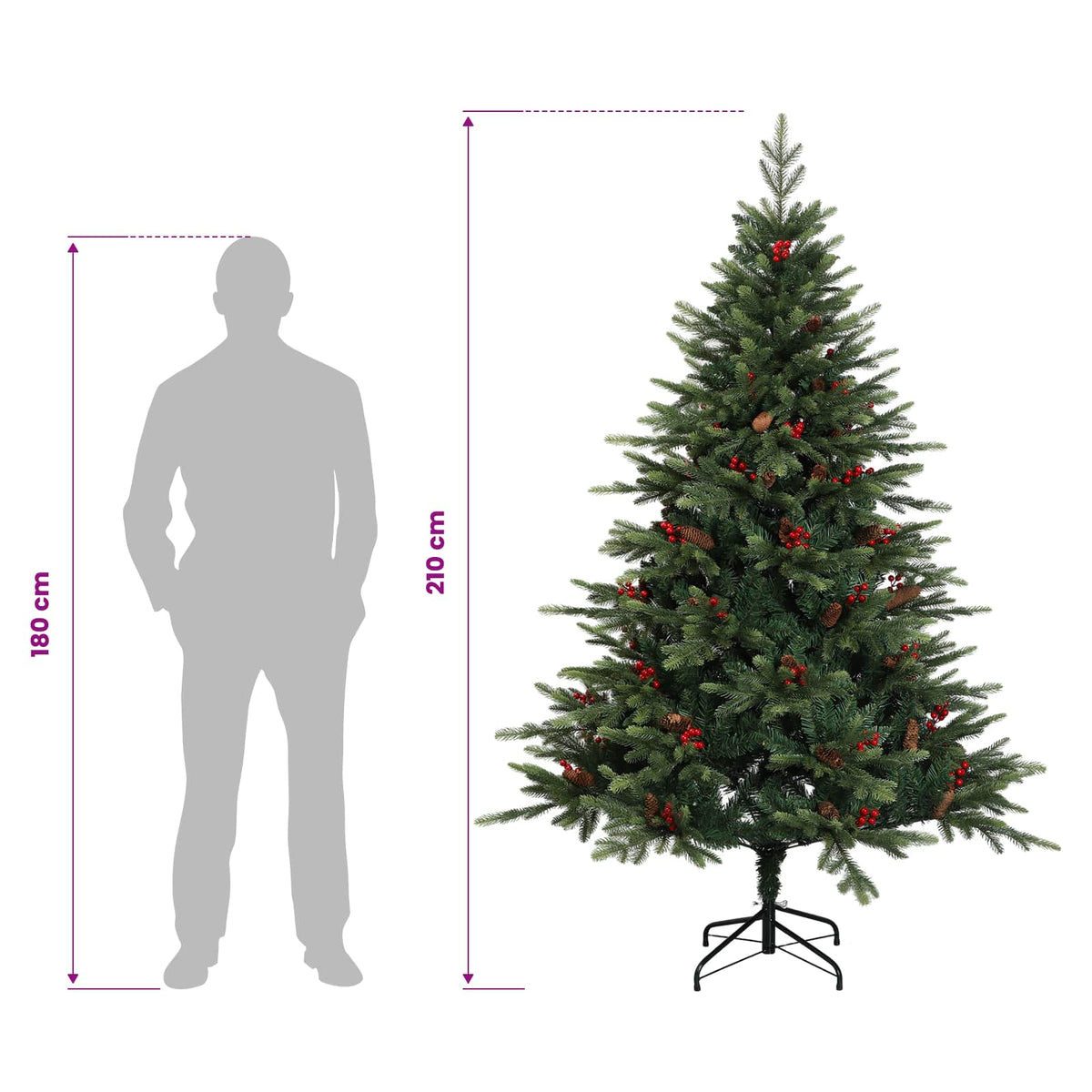 Dirbtinė Sulankstoma Kalėdų Eglutė 210 cm 300 LED Šilta balta