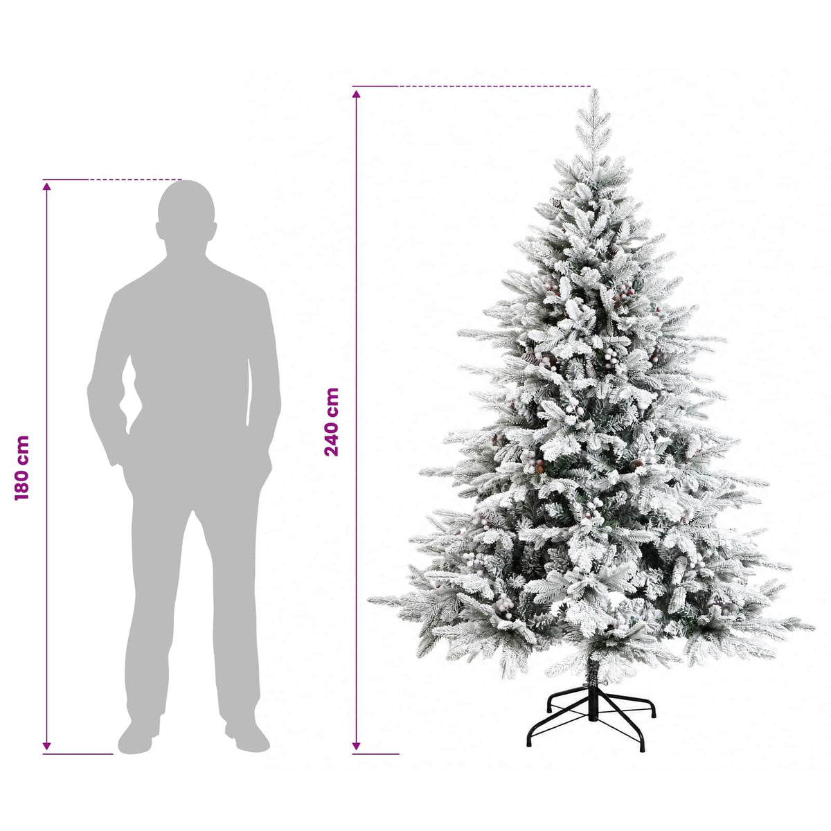 Dirbtinė Sulankstoma Kalėdų Eglutė 240 cm 300 LED Šilta balta