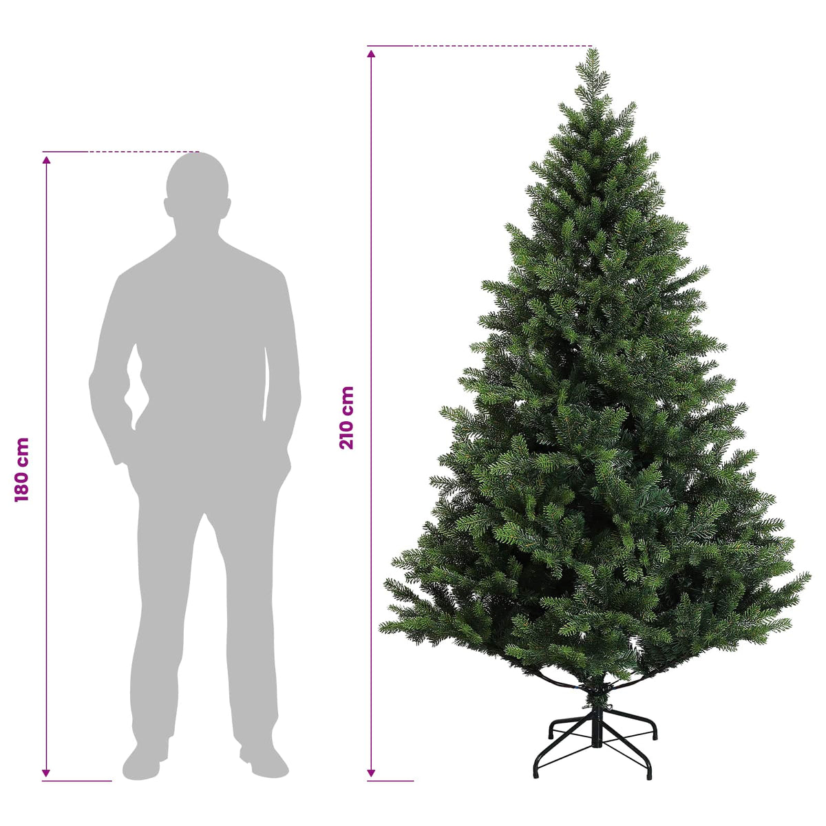 Dirbtinė Sulankstoma Kalėdų Eglutė 210 cm 300 LED Šilta balta