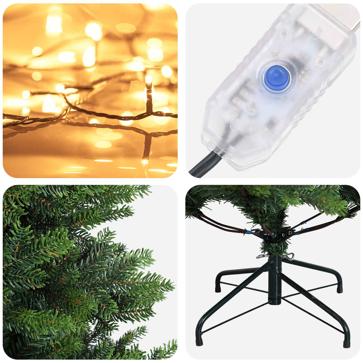 Dirbtinė Sulankstoma Kalėdų Eglutė 240 cm 300 LED Šilta balta