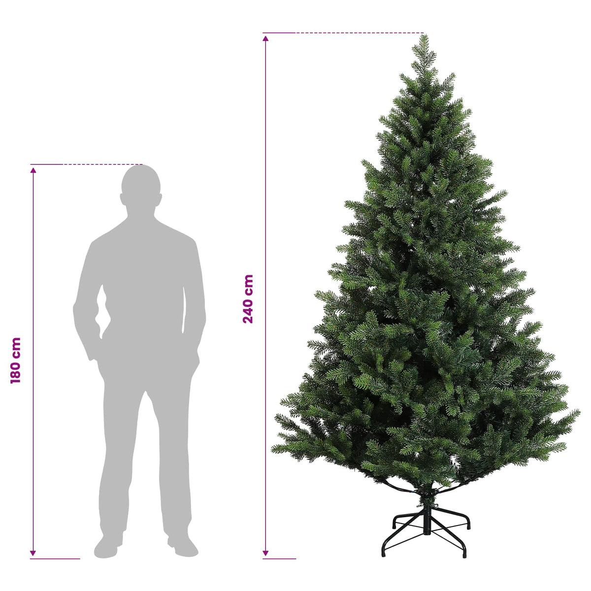 Dirbtinė Sulankstoma Kalėdų Eglutė 240 cm 300 LED Šilta balta