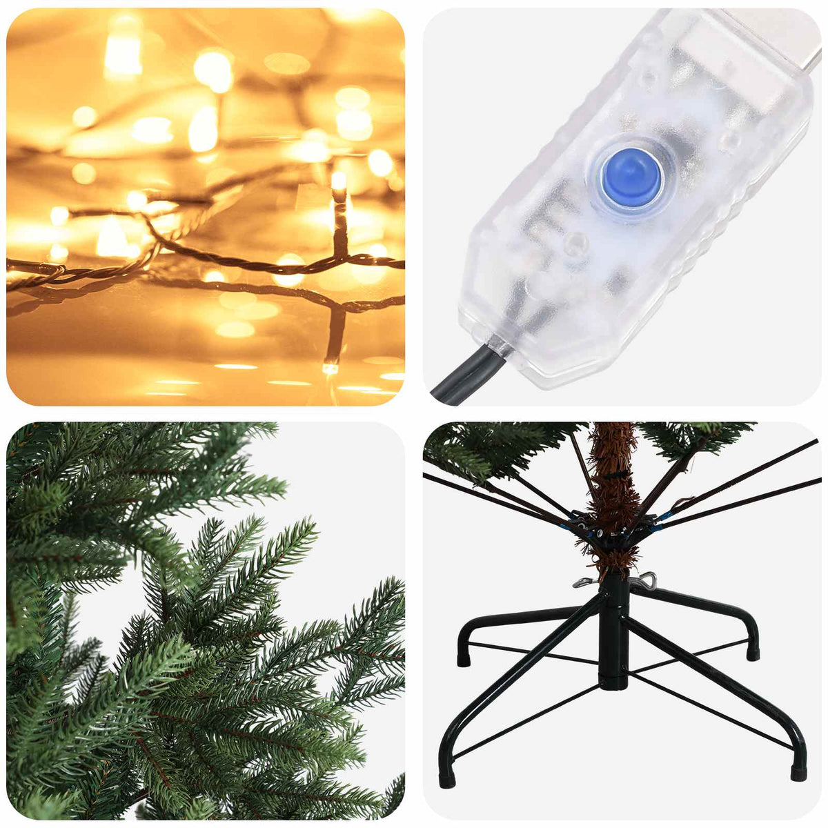 Dirbtinė Sulankstoma Kalėdų Eglutė 180 cm 300 LED Šilta balta