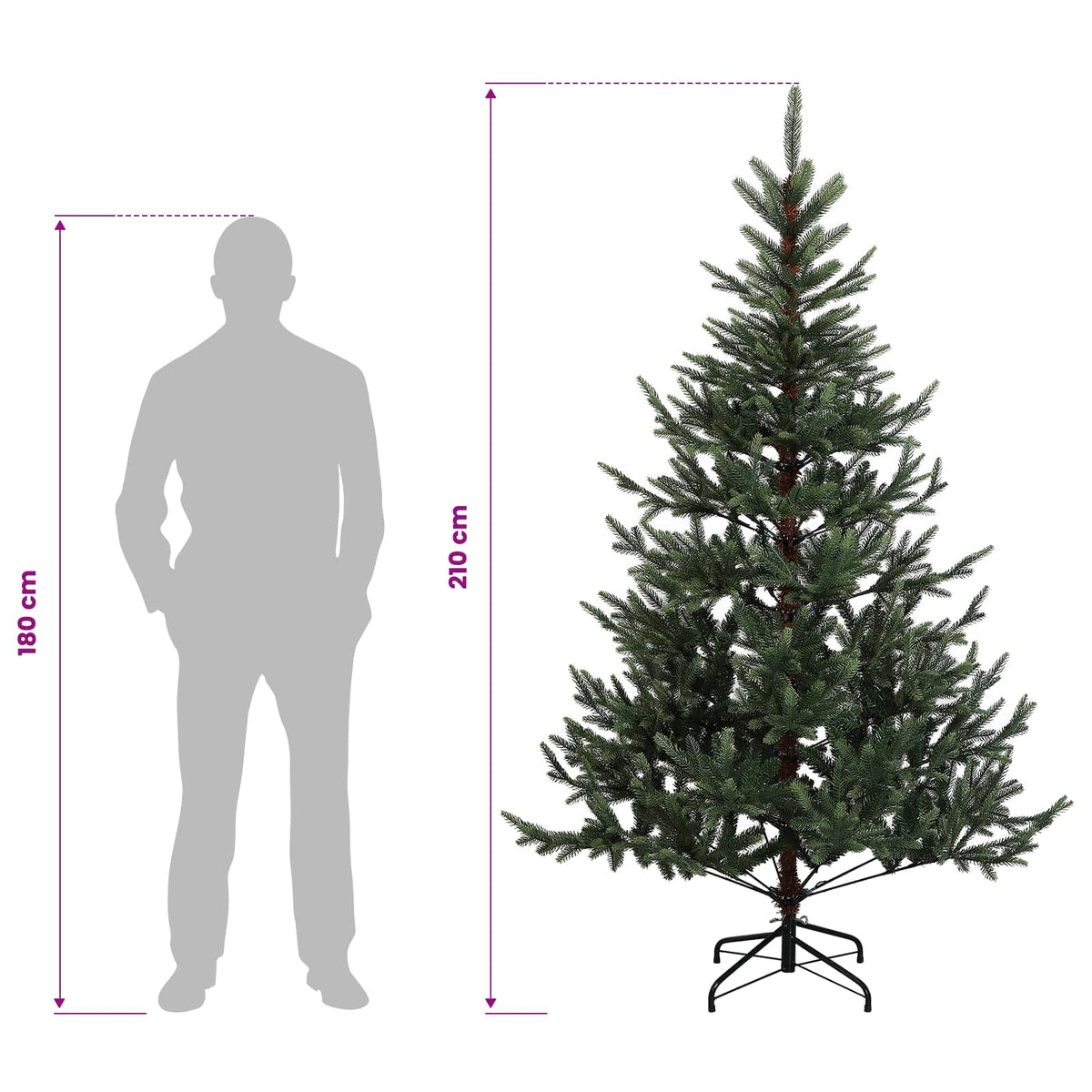 Dirbtinė Sulankstoma Kalėdų Eglutė 210 cm 300 LED Šilta balta