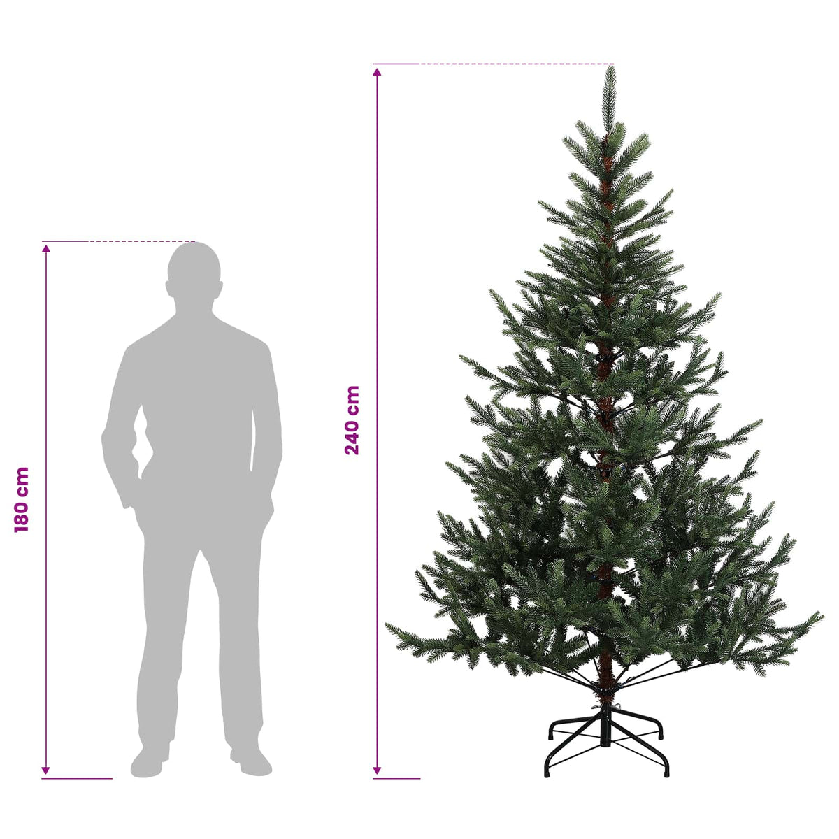 Dirbtinė Sulankstoma Kalėdų Eglutė 240 cm 300 LED Šilta balta