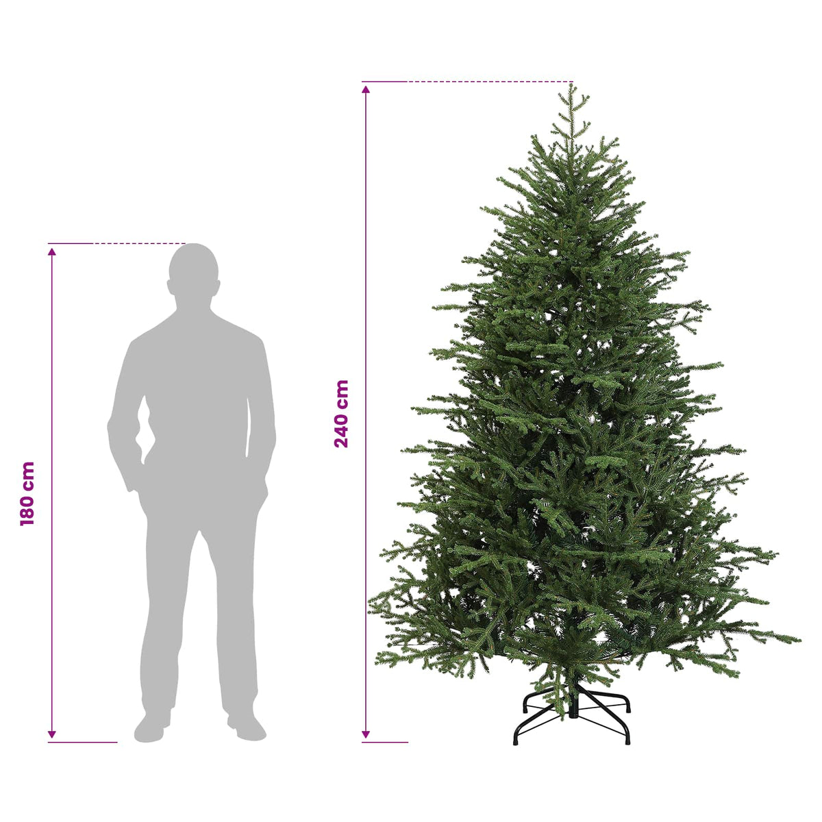 Dirbtinė Sulankstoma Kalėdų Eglutė 240 cm 300 LED Šilta balta