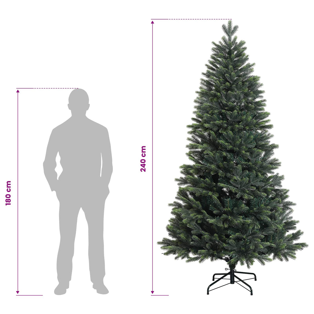 Dirbtinė Sulankstoma Kalėdų Eglutė 240 cm 300 LED Šilta balta