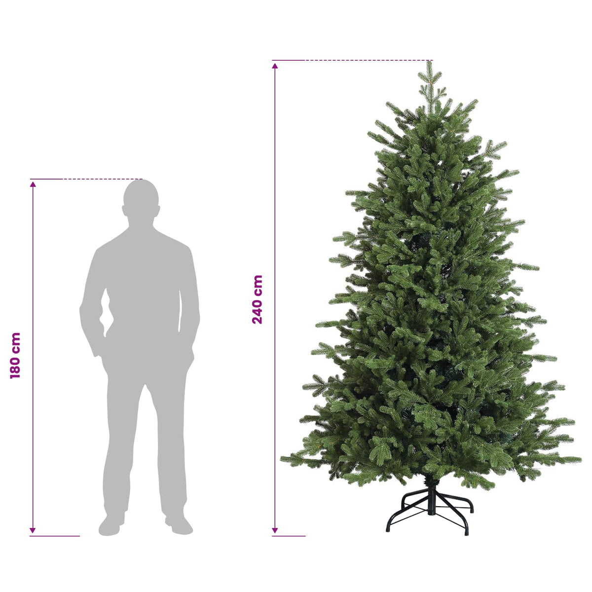 Dirbtinė Sulankstoma Kalėdų Eglutė 240 cm 300 LED Šilta balta