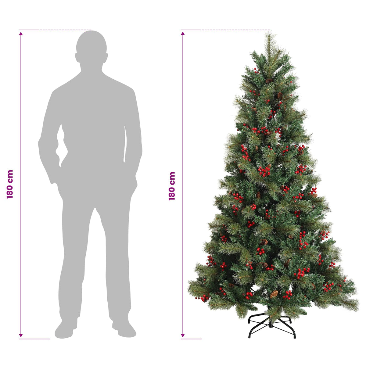 Dirbtinė Sulankstoma Kalėdų Eglutė 180 cm 300 LED Šilta balta