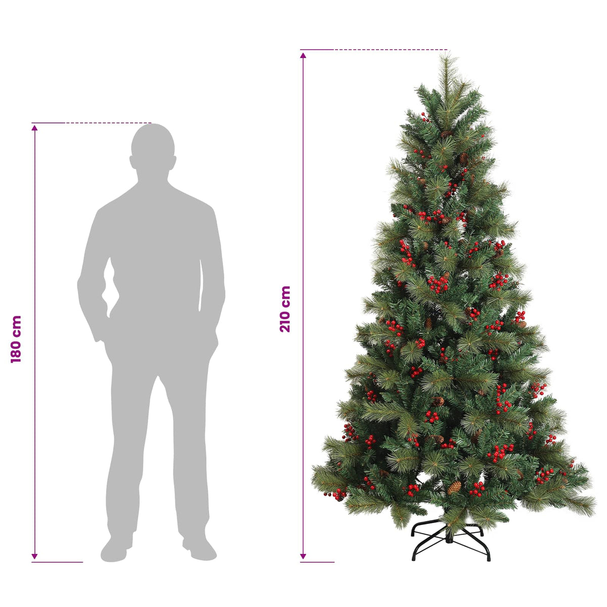 Dirbtinė Sulankstoma Kalėdų Eglutė 210 cm 300 LED Šilta balta