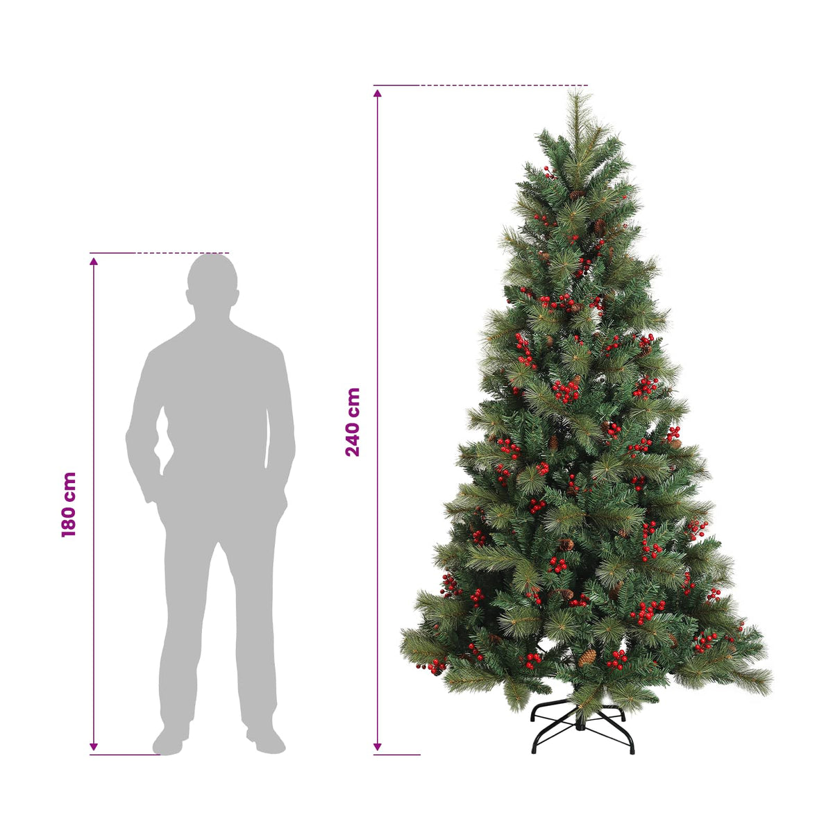Dirbtinė Sulankstoma Kalėdų Eglutė 240 cm 300 LED Šilta balta