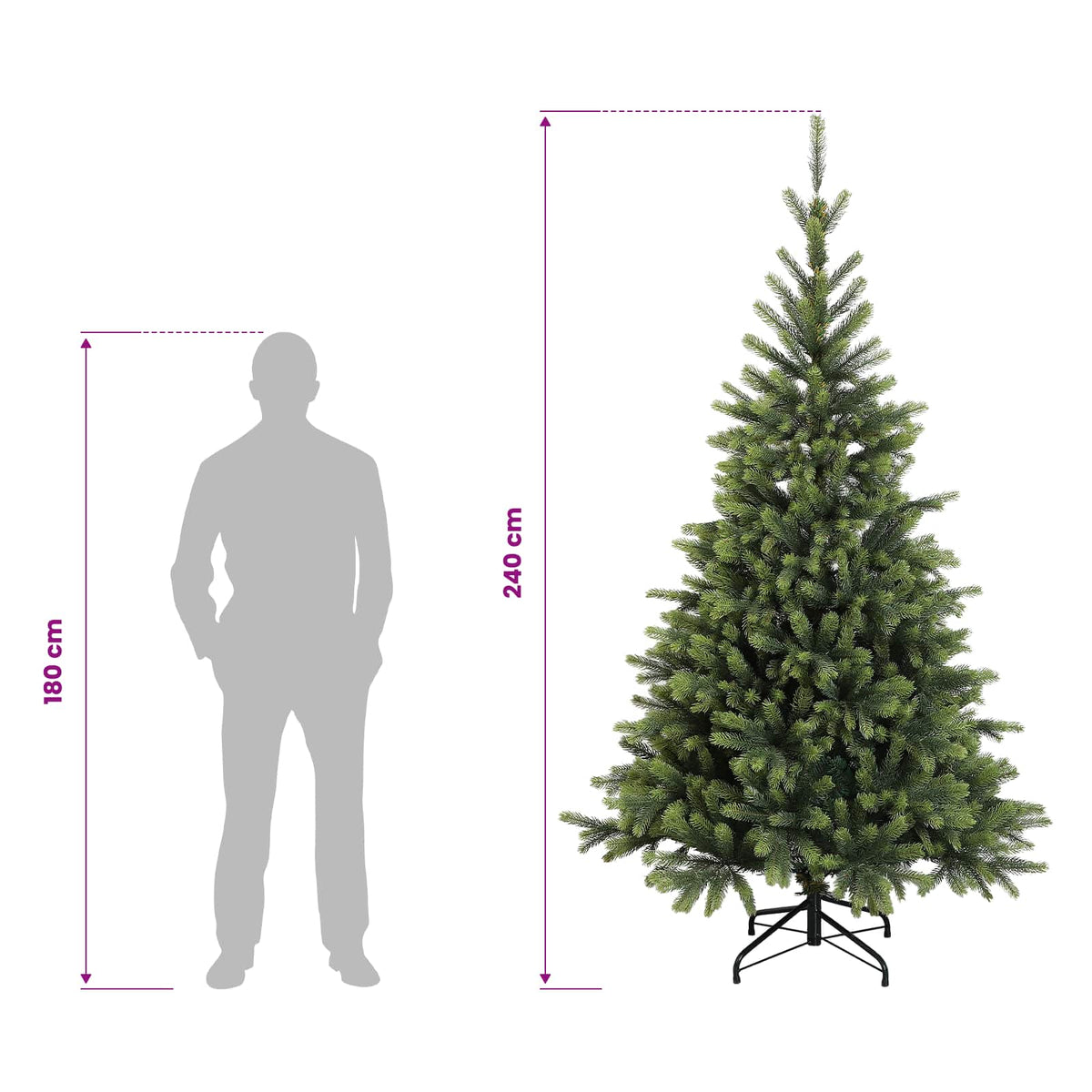 Dirbtinė Sulankstoma Kalėdų Eglutė 240 cm 300 LED Šilta balta