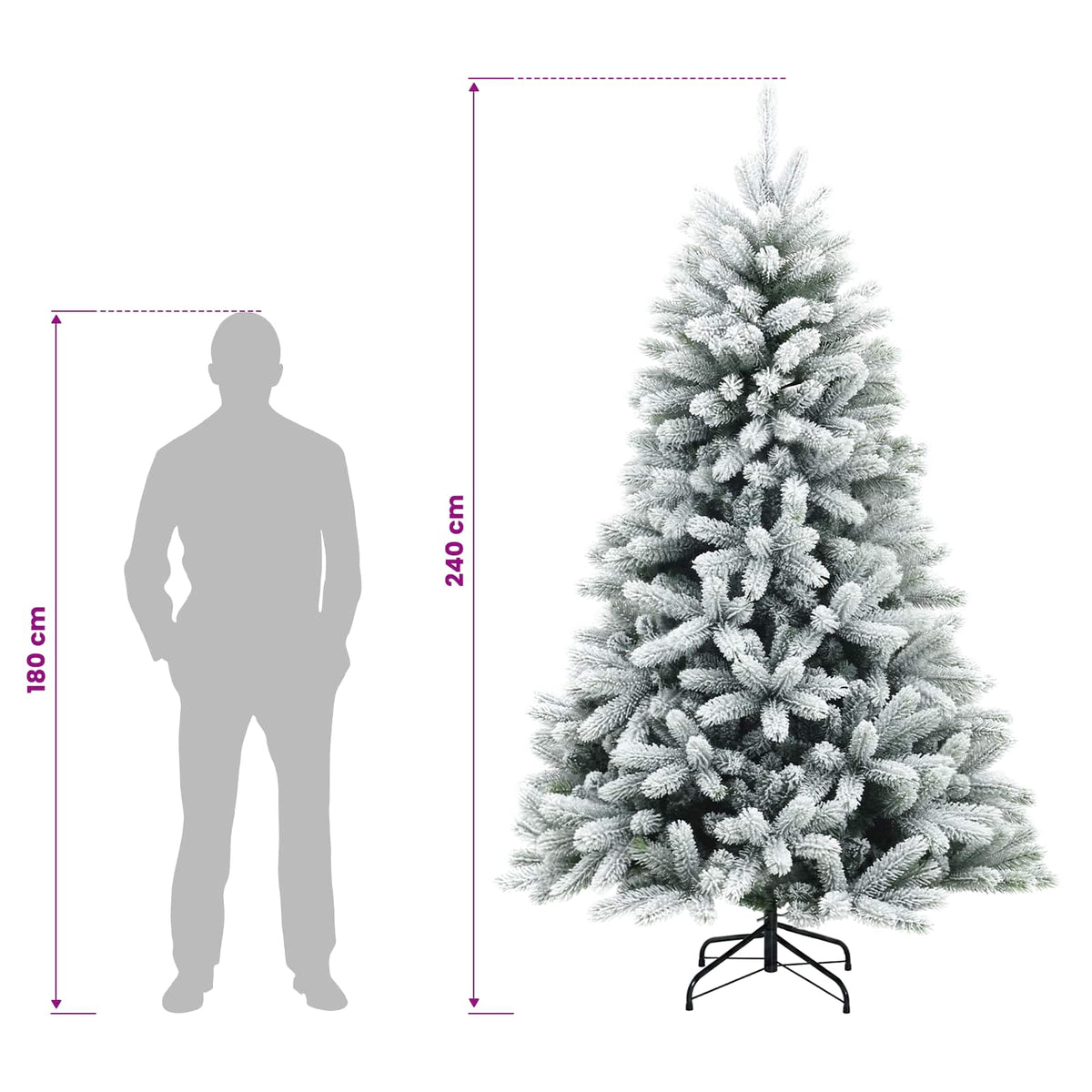 Dirbtinė Sulankstoma Kalėdų Eglutė 240 cm 300 LED Šilta balta