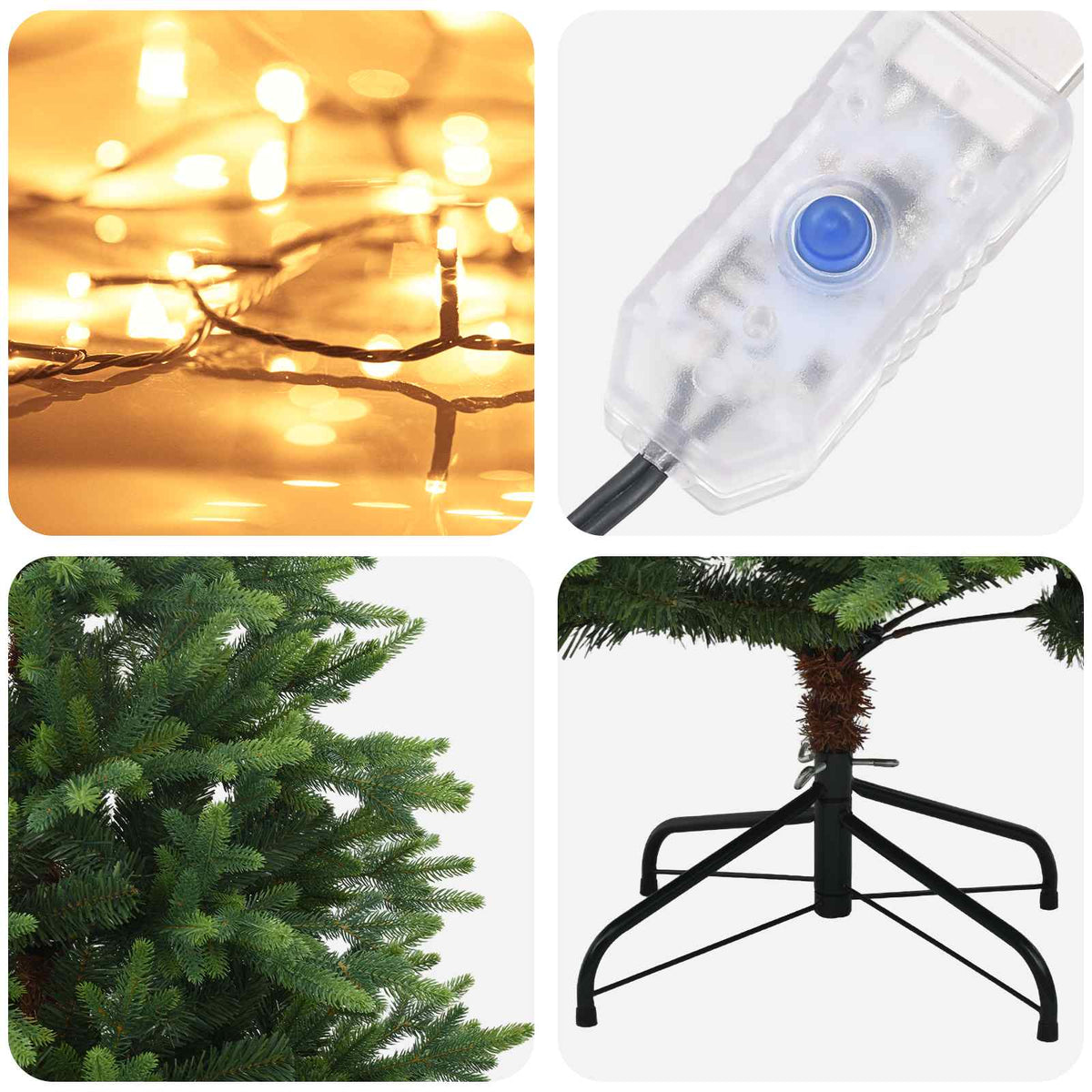 Dirbtinė Sulankstoma Kalėdų Eglutė 180 cm 300 LED Šilta balta
