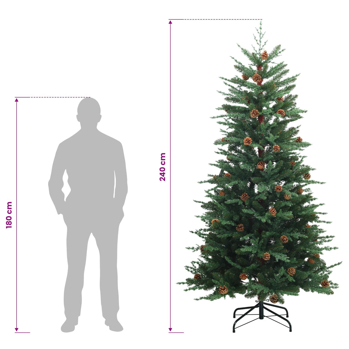 Dirbtinė Sulankstoma Kalėdų Eglutė 240 cm 300 LED Šilta balta
