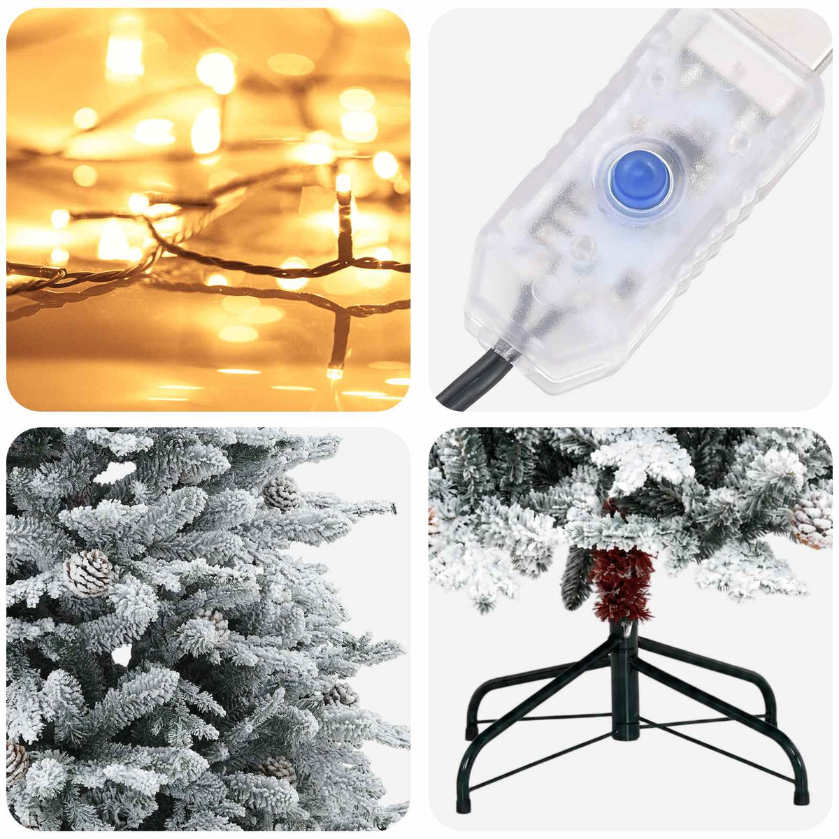 Dirbtinė Sulankstoma Kalėdų Eglutė 240 cm 300 LED Šilta balta
