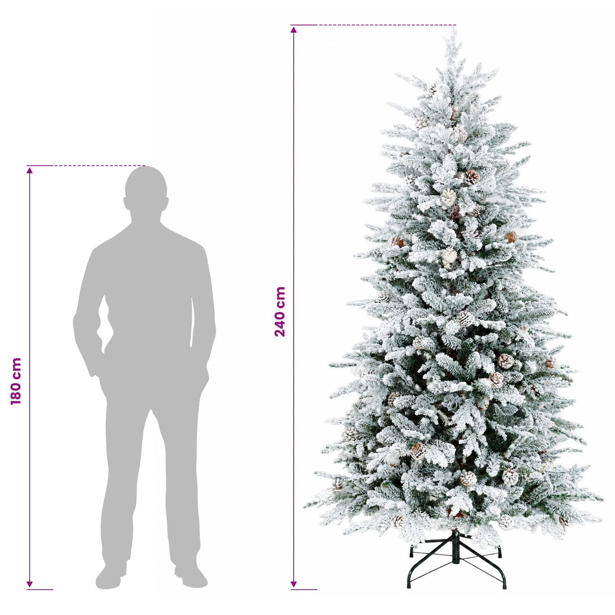 Dirbtinė Sulankstoma Kalėdų Eglutė 240 cm 300 LED Šilta balta
