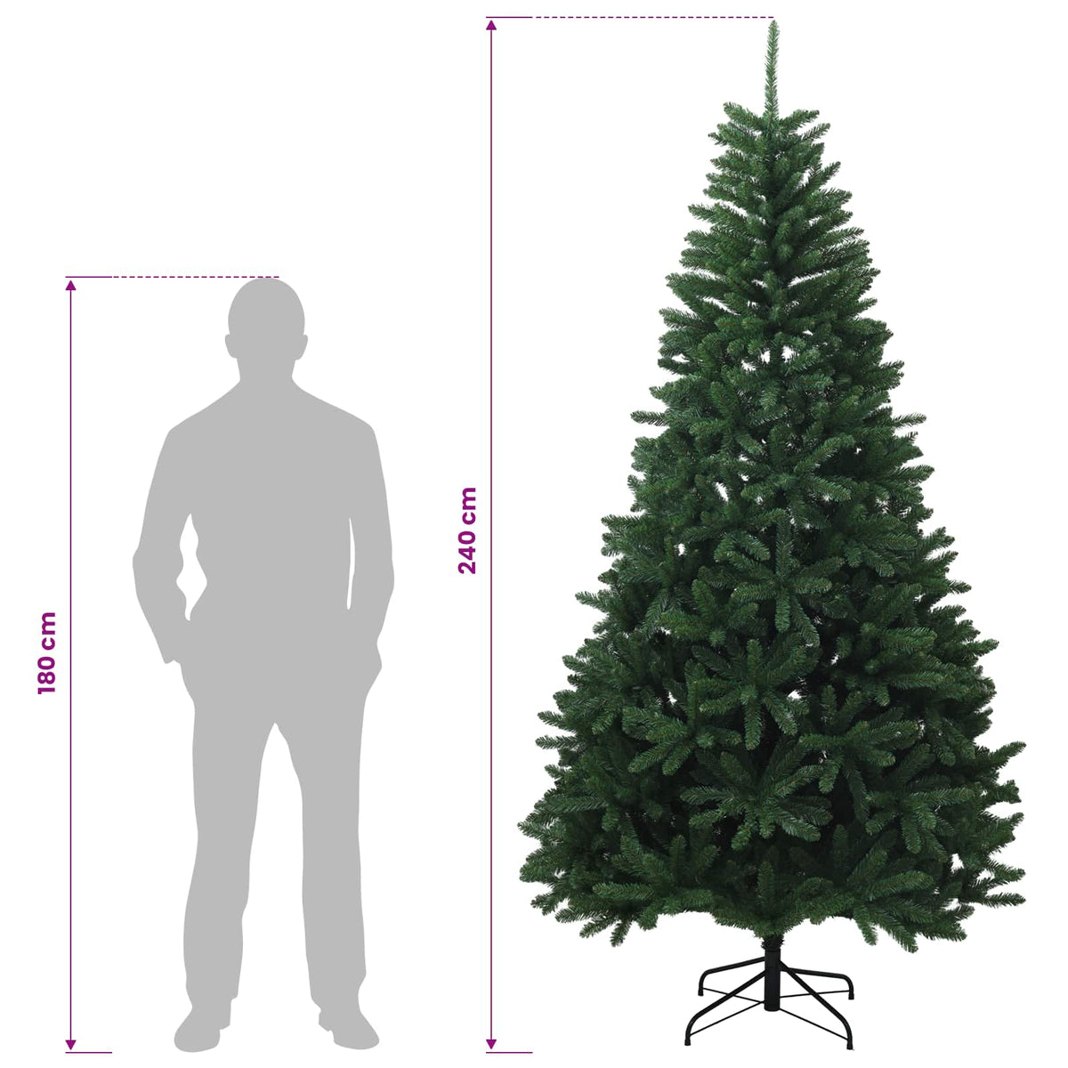 Dirbtinė Sulankstoma Kalėdų Eglutė 240 cm 300 LED Šilta balta