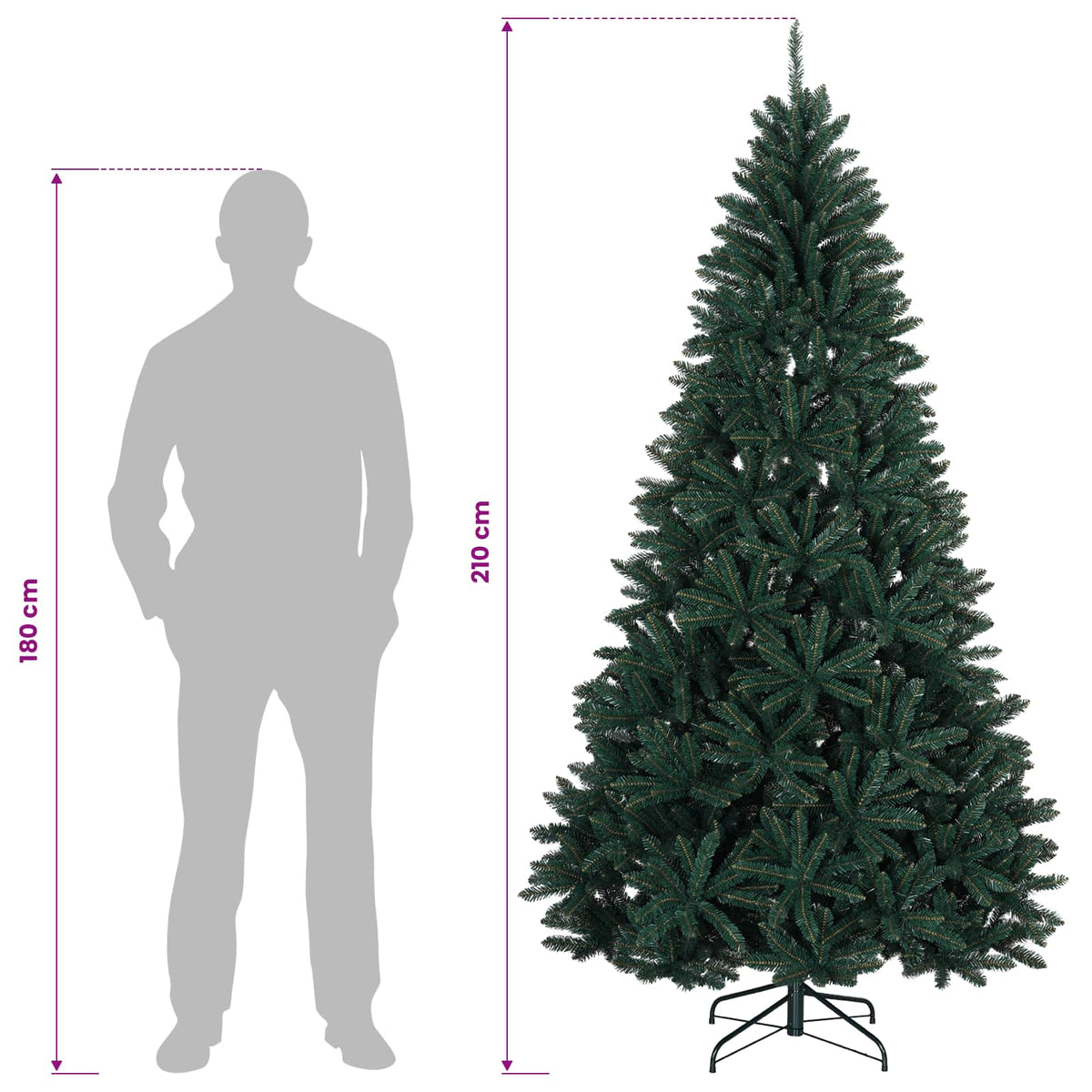 Dirbtinė Sulankstoma Kalėdų Eglutė 210 cm 300 LED Šilta balta