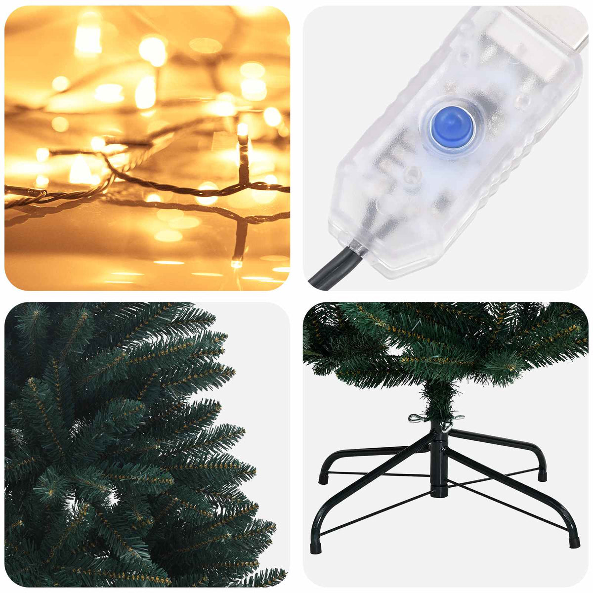 Dirbtinė Sulankstoma Kalėdų Eglutė 240 cm 300 LED Šilta balta