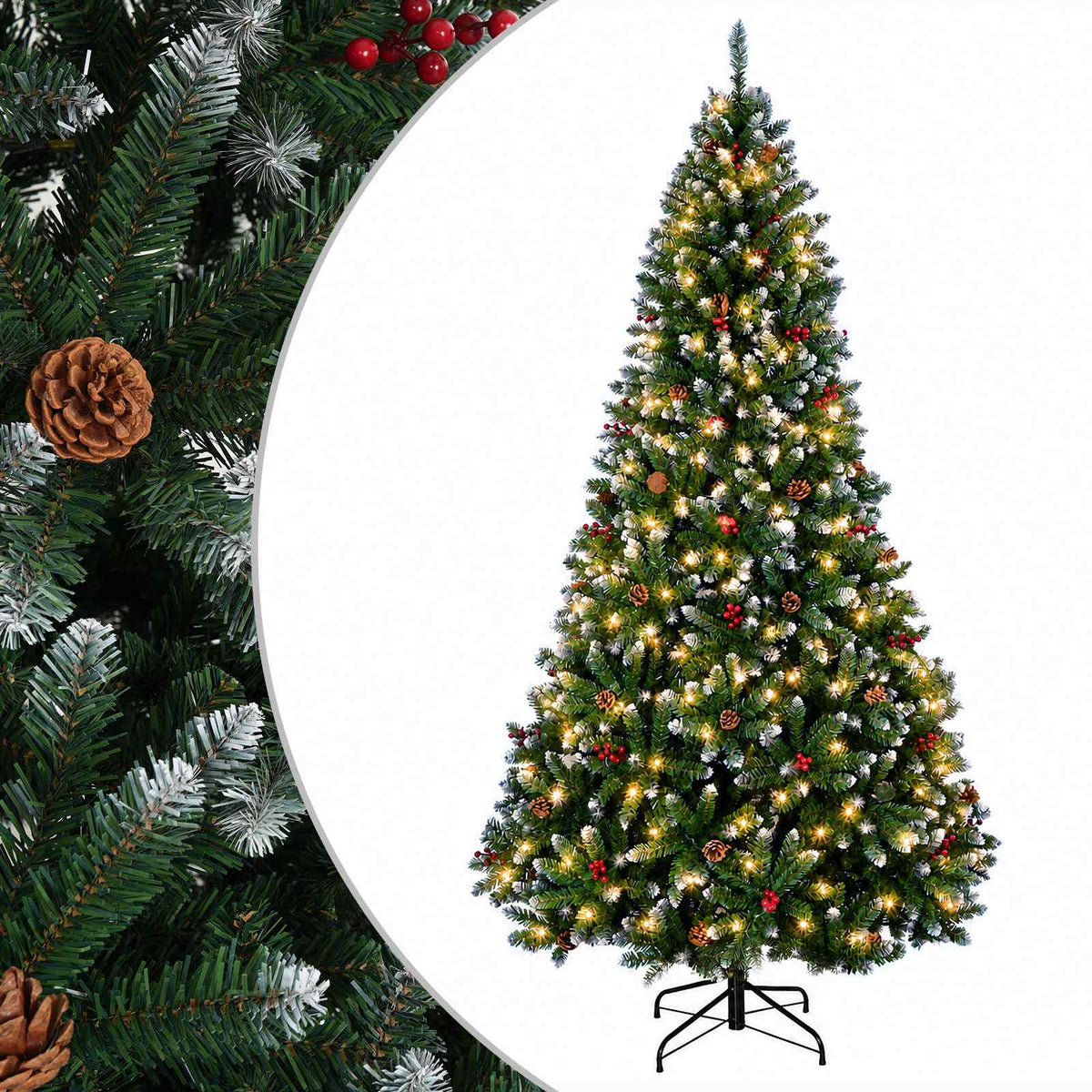 Dirbtinė Sulankstoma Kalėdų Eglutė 240 cm 300 LED Šilta balta