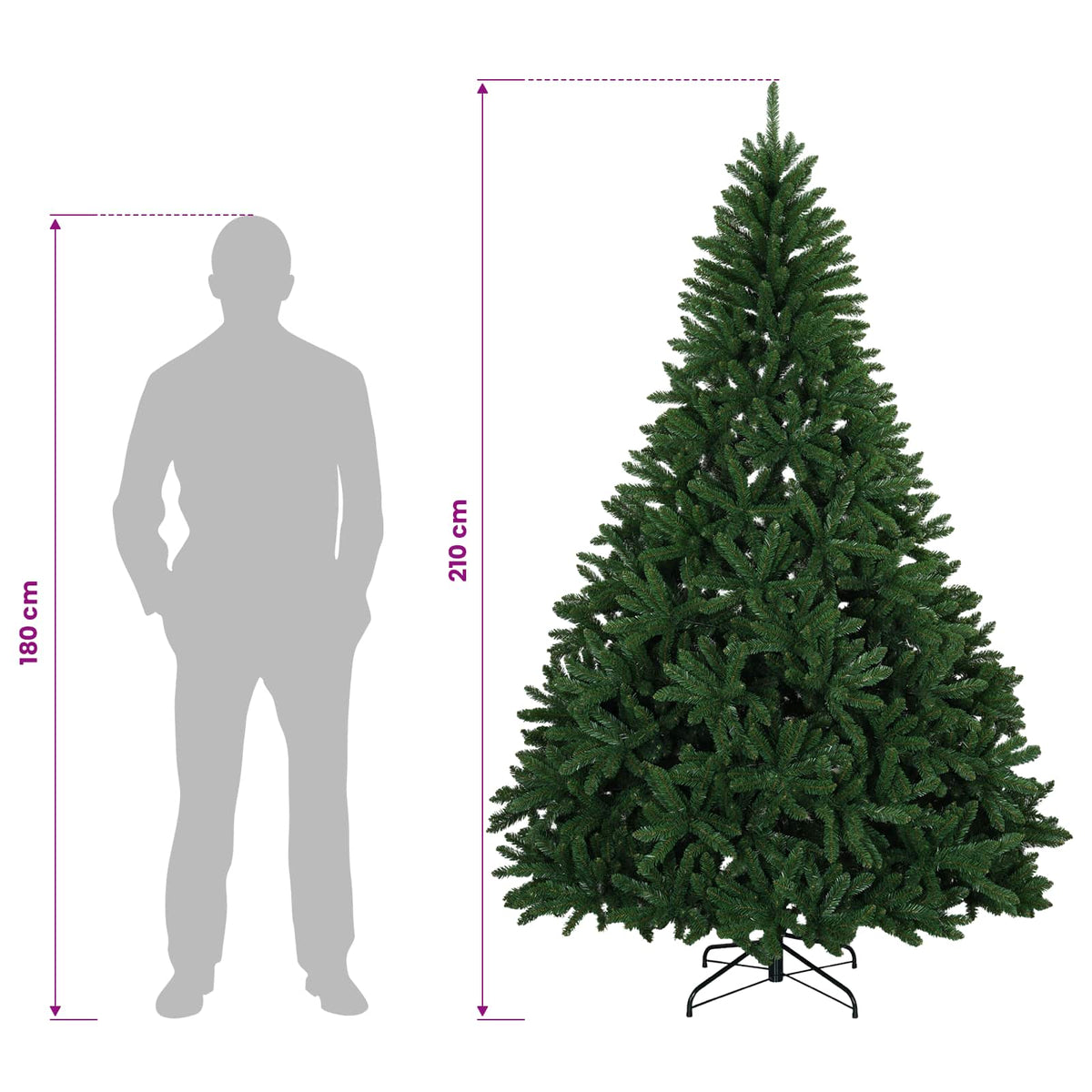 Dirbtinė Sulankstoma Kalėdų Eglutė 210 cm 300 LED Šilta balta