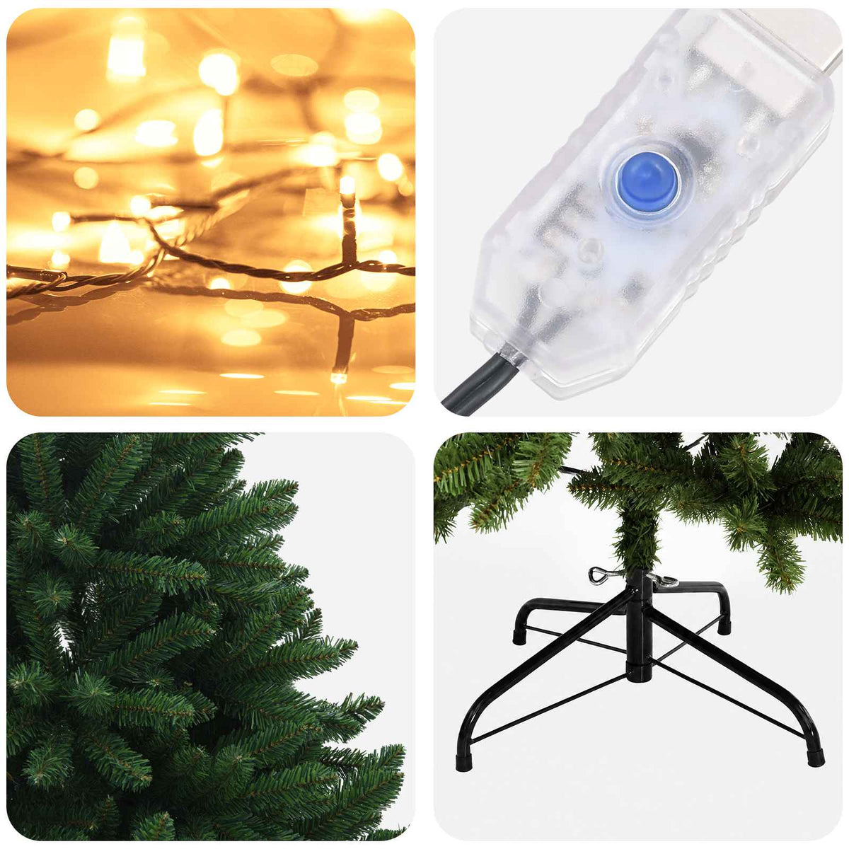 Dirbtinė Sulankstoma Kalėdų Eglutė 240 cm 300 LED Šilta balta