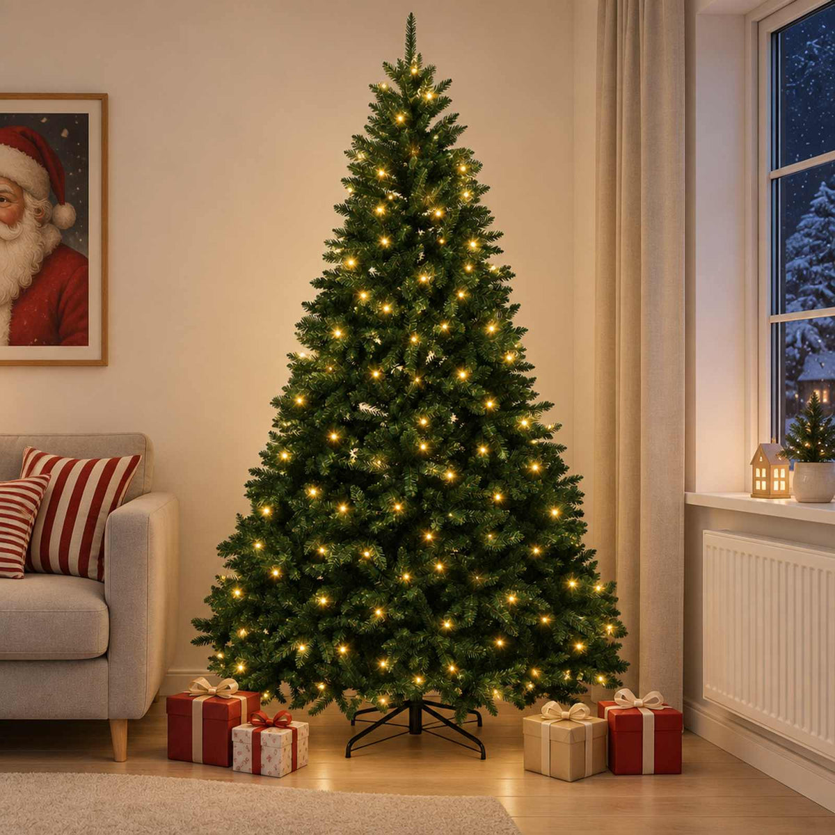 Dirbtinė Sulankstoma Kalėdų Eglutė 270 cm 600 LED Šilta balta