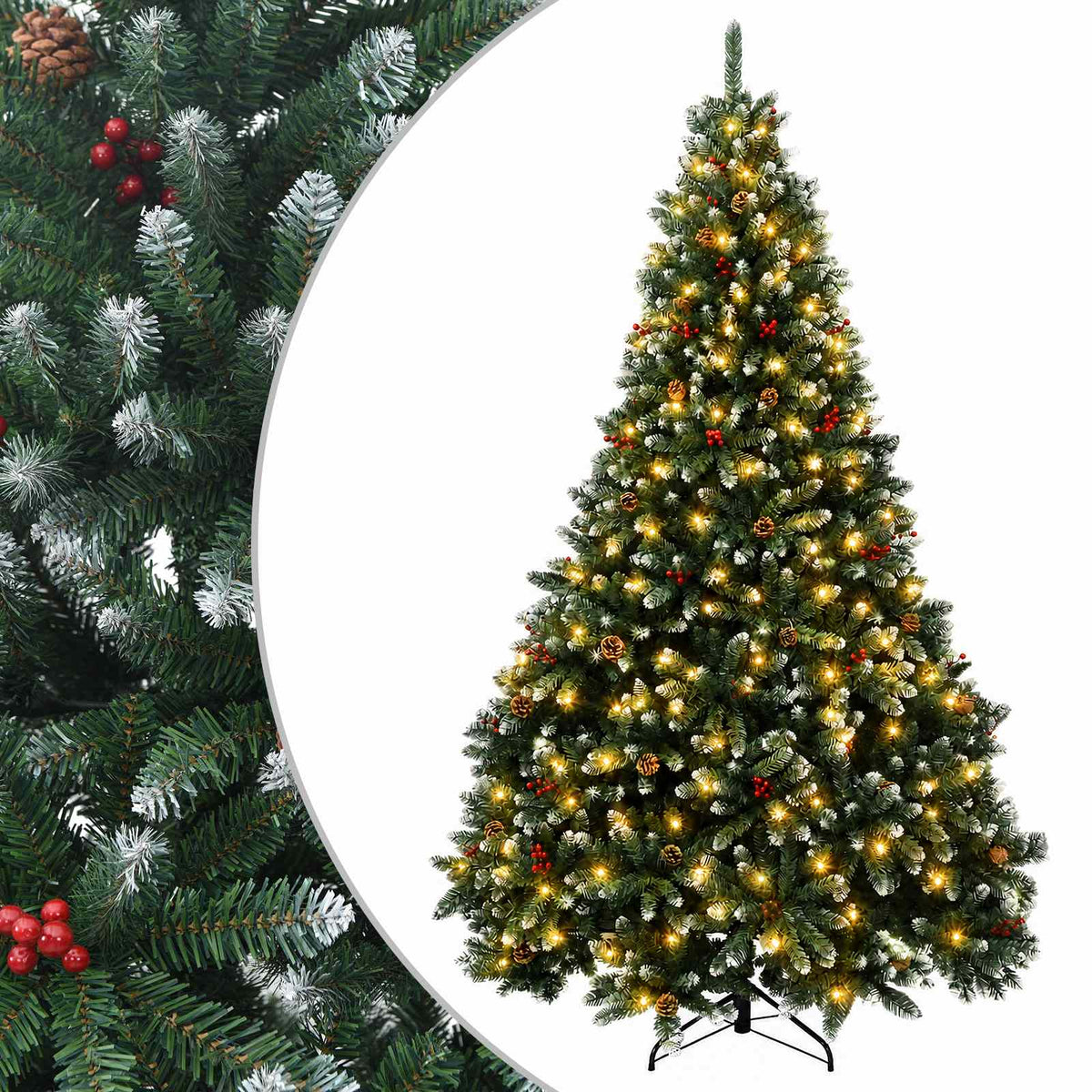 Dirbtinė Sulankstoma Kalėdų Eglutė 180 cm 300 LED Šilta balta