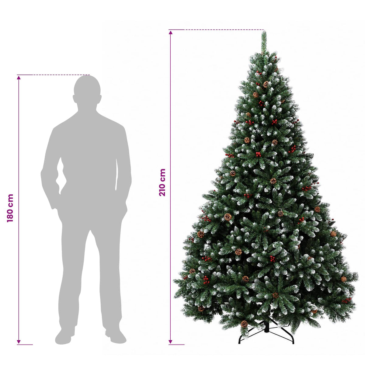 Dirbtinė Sulankstoma Kalėdų Eglutė 210 cm 300 LED Šilta balta
