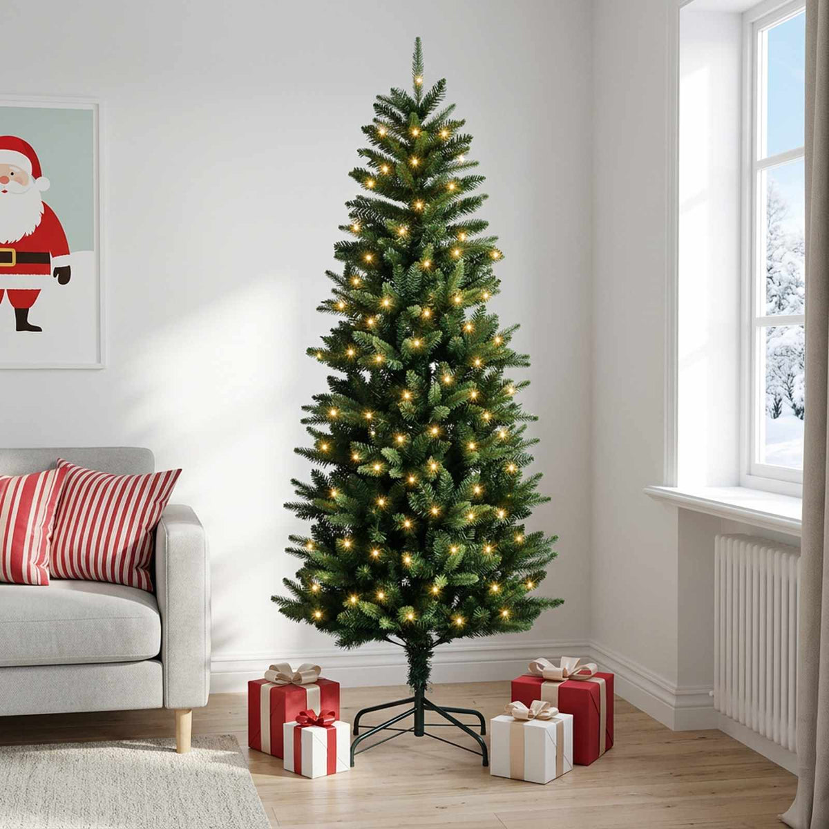 Dirbtinė Sulankstoma Kalėdų Eglutė 240 cm 300 LED Šilta balta