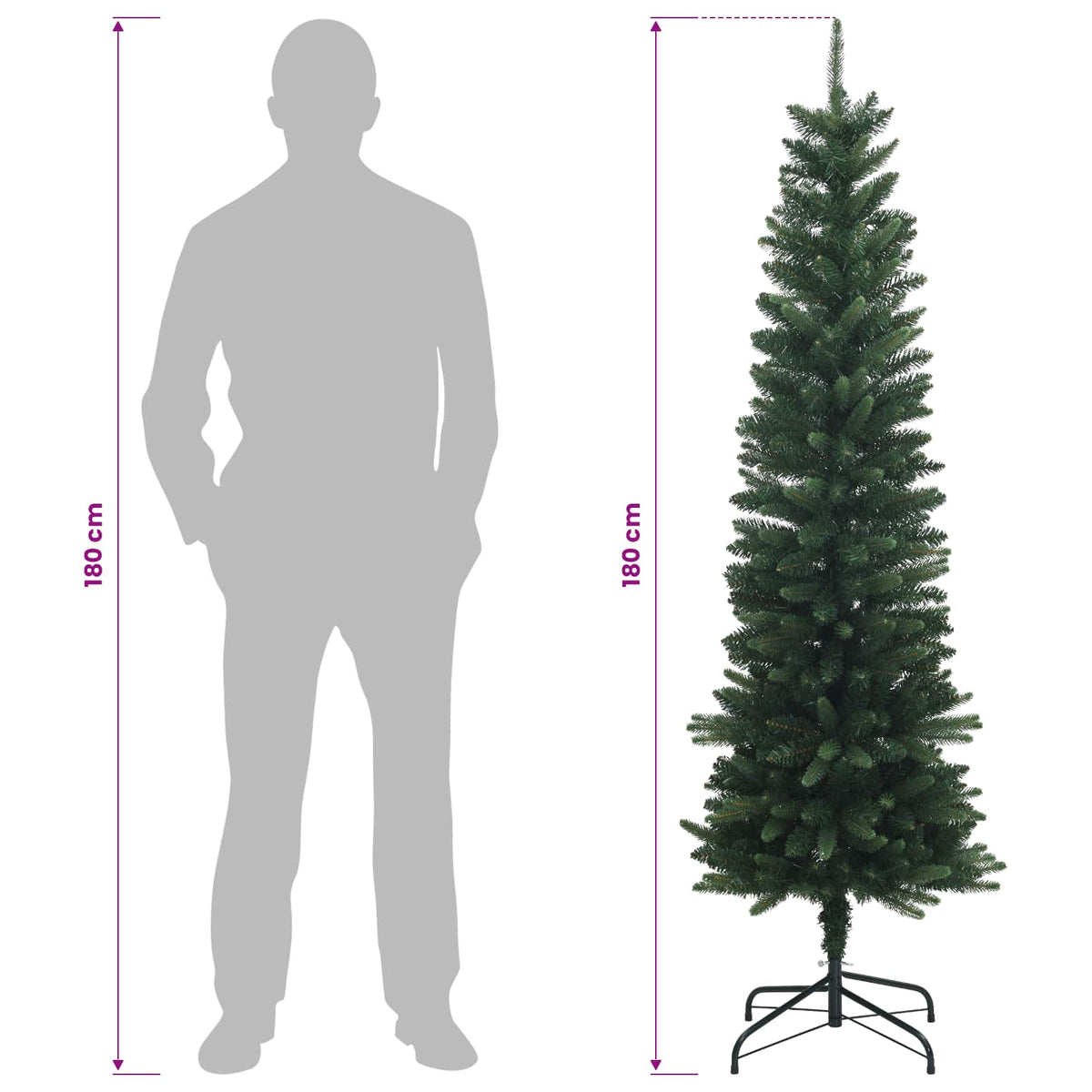 Dirbtinis lieknas Kalėdų medis 180 cm 300 LED Šilta balta