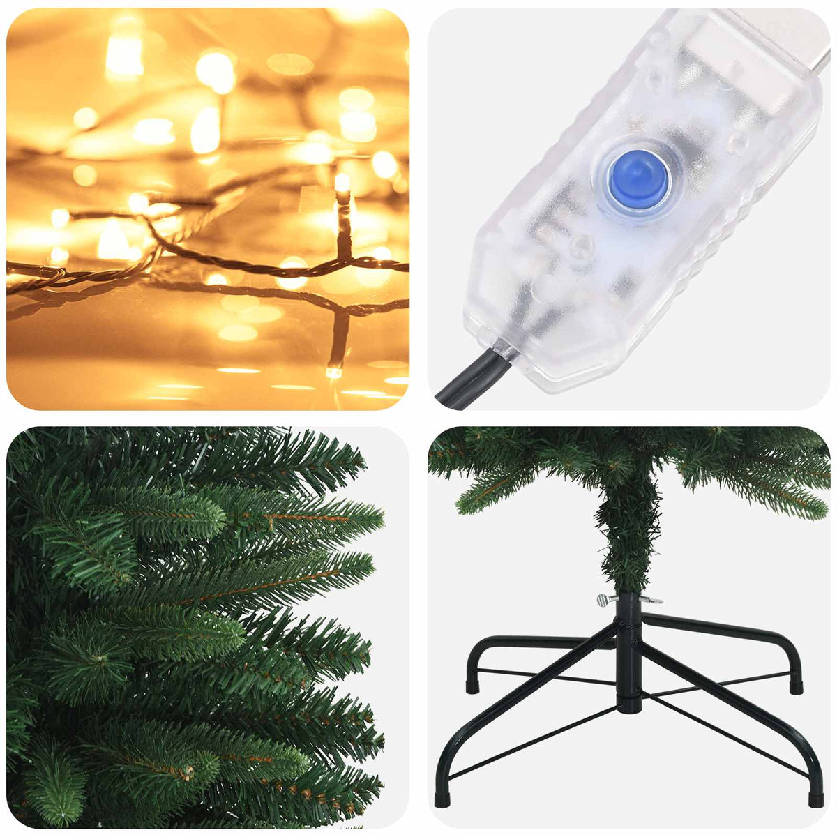 Dirbtinis lieknas Kalėdų medis 210 cm 300 LED Šilta balta