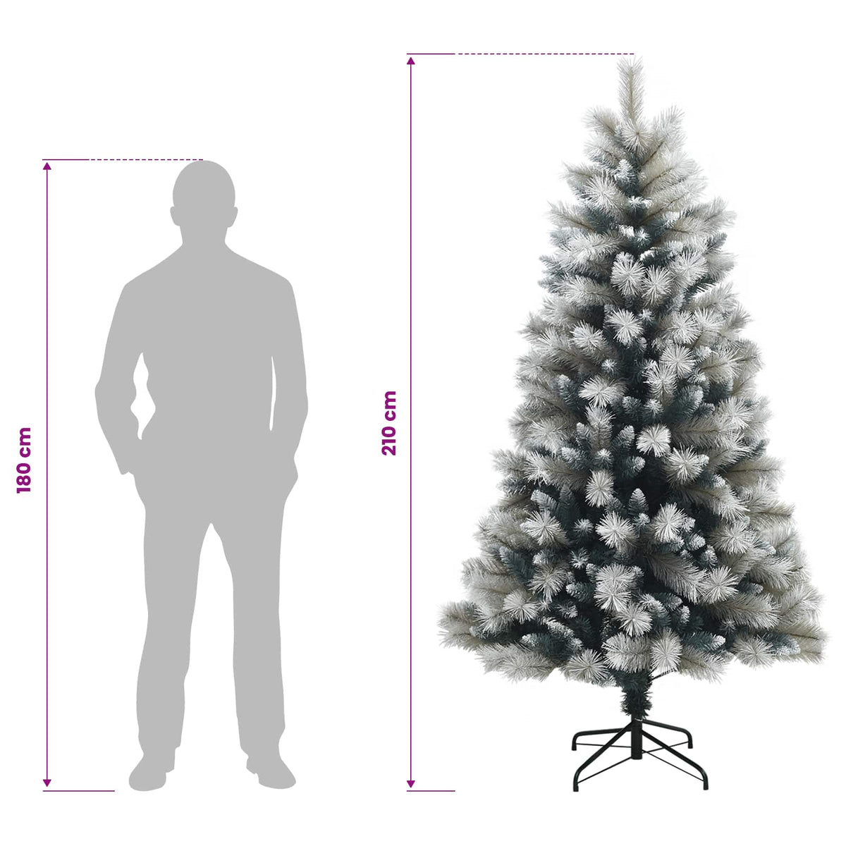 Dirbtinė eglutė su lankstais 210 cm 300 LED Šilta balta