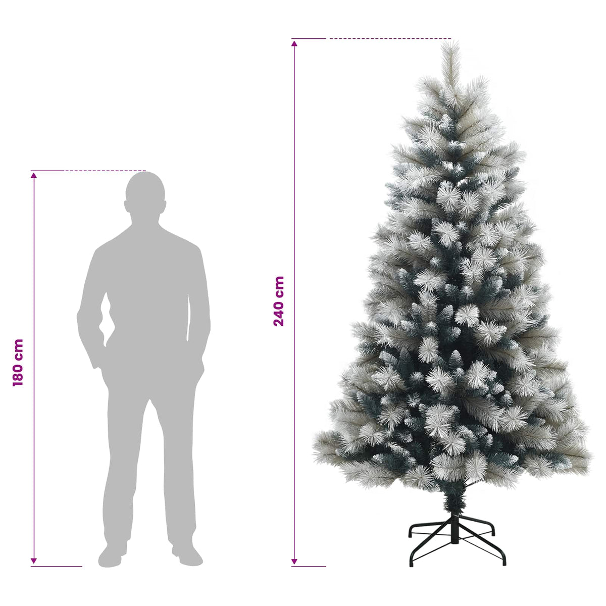 Dirbtinė kalėdinė eglutė su vyriais 240 cm 300 LED Šilta balta