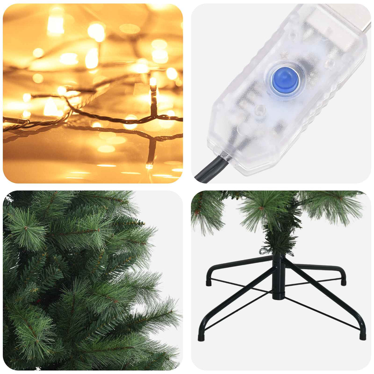 Dirbtinė Sulankstoma Kalėdų Eglutė 210 cm 300 LED Šilta balta