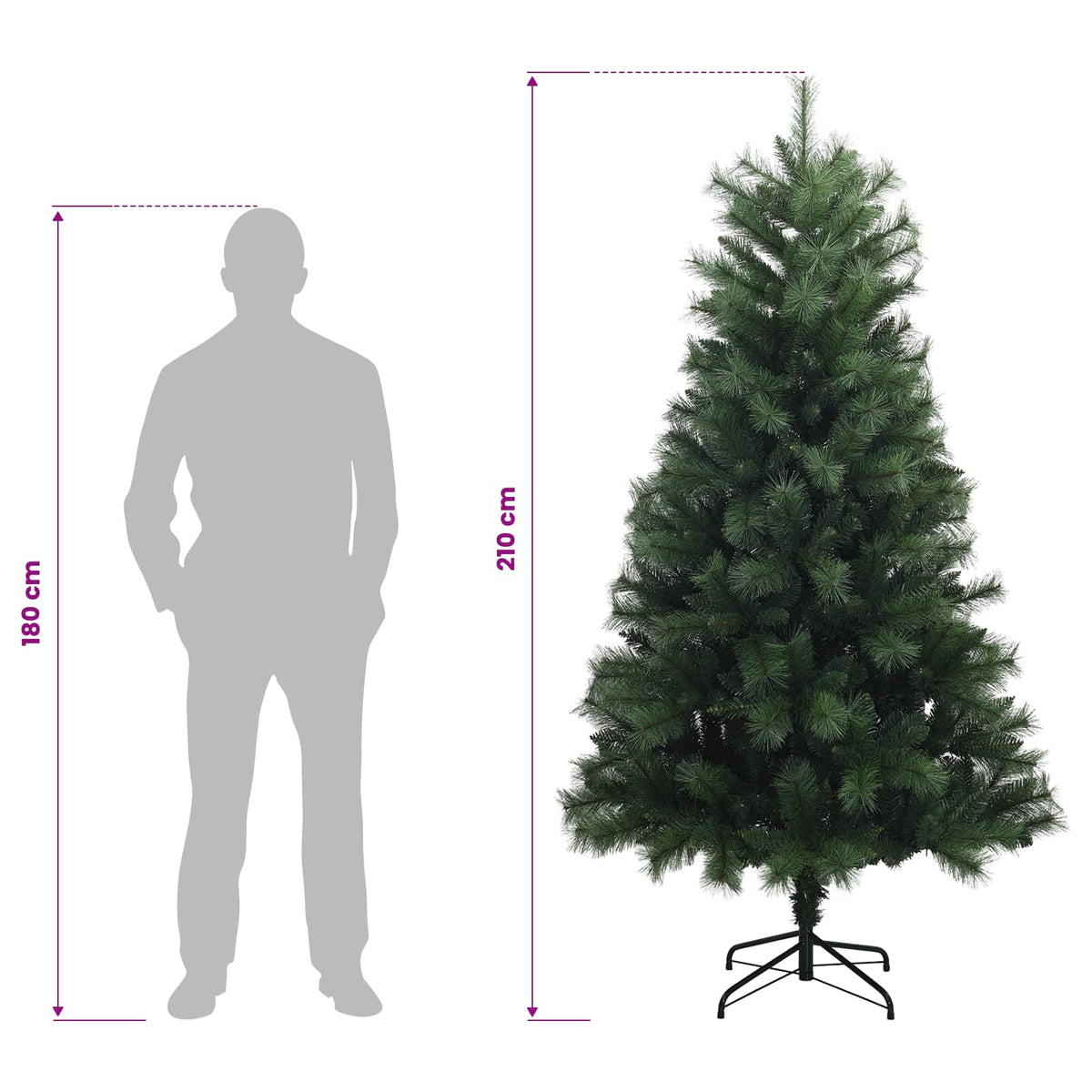 Dirbtinė Sulankstoma Kalėdų Eglutė 210 cm 300 LED Šilta balta