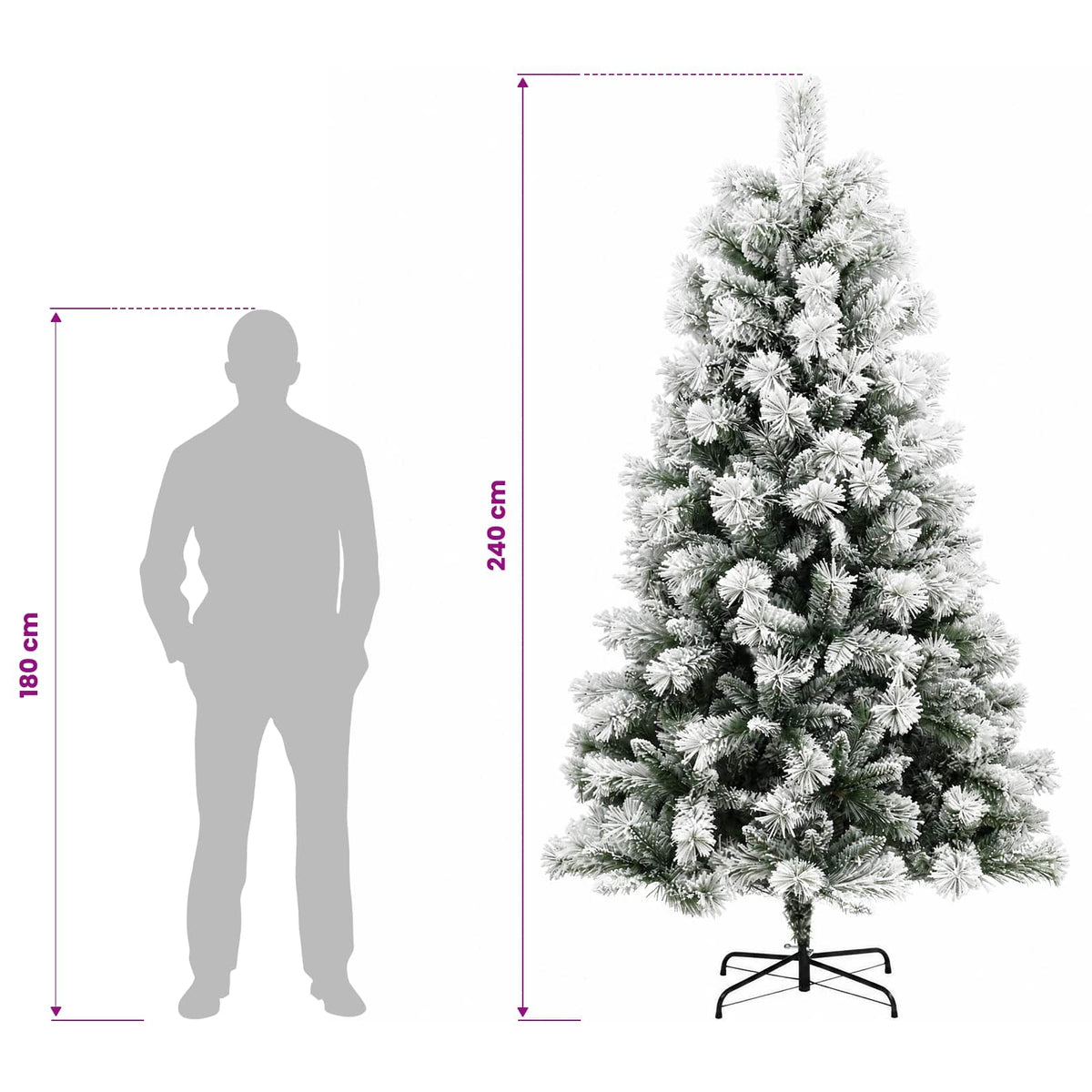 Dirbtinė Sulankstoma Kalėdų Eglutė 240 cm 300 LED Šilta balta