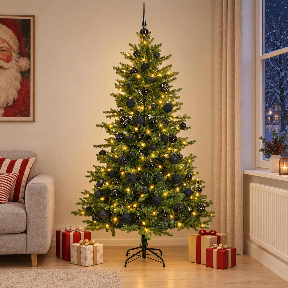 Dirbtinė Kalėdų eglutė su burbulais 240 cm 300 LED Šilta balta